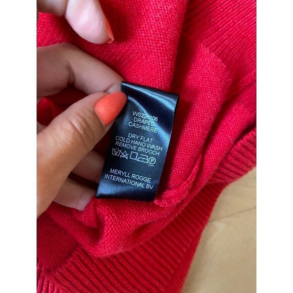 MERYLL Rogge BNWOT womens cashmere draped cutout red cardigan NEW button up - Picture 9 of 9